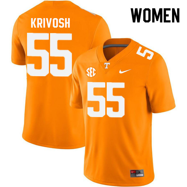 Women #55 Braeden Krivosh Tennessee Volunteers College Football Jerseys Stitched Sale-Orange